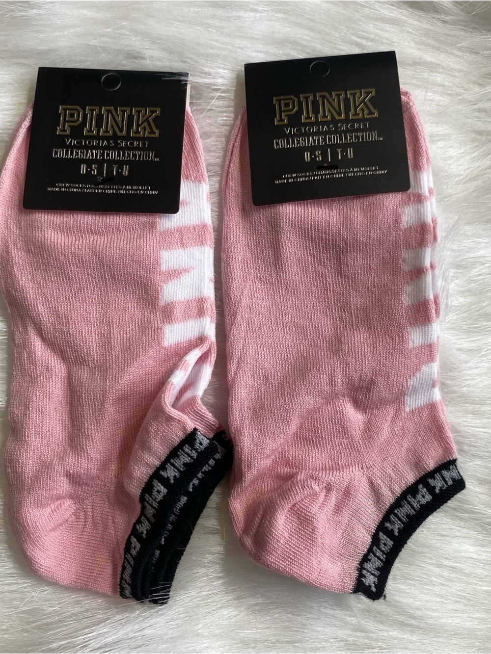 PINK Victoria's Secret Pink Low-Cut Athletic Socks, Black Trim